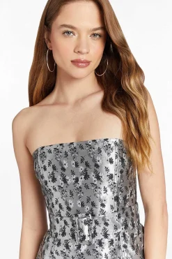 Fae Dress In Metallic Brocade
