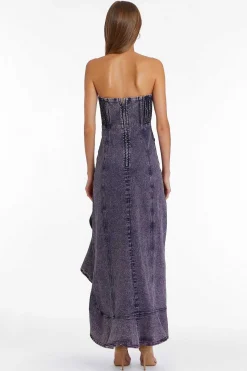 Symone Denim Dress In Pink Acid Wash