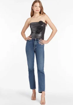Tenley Top In Metallic Mesh