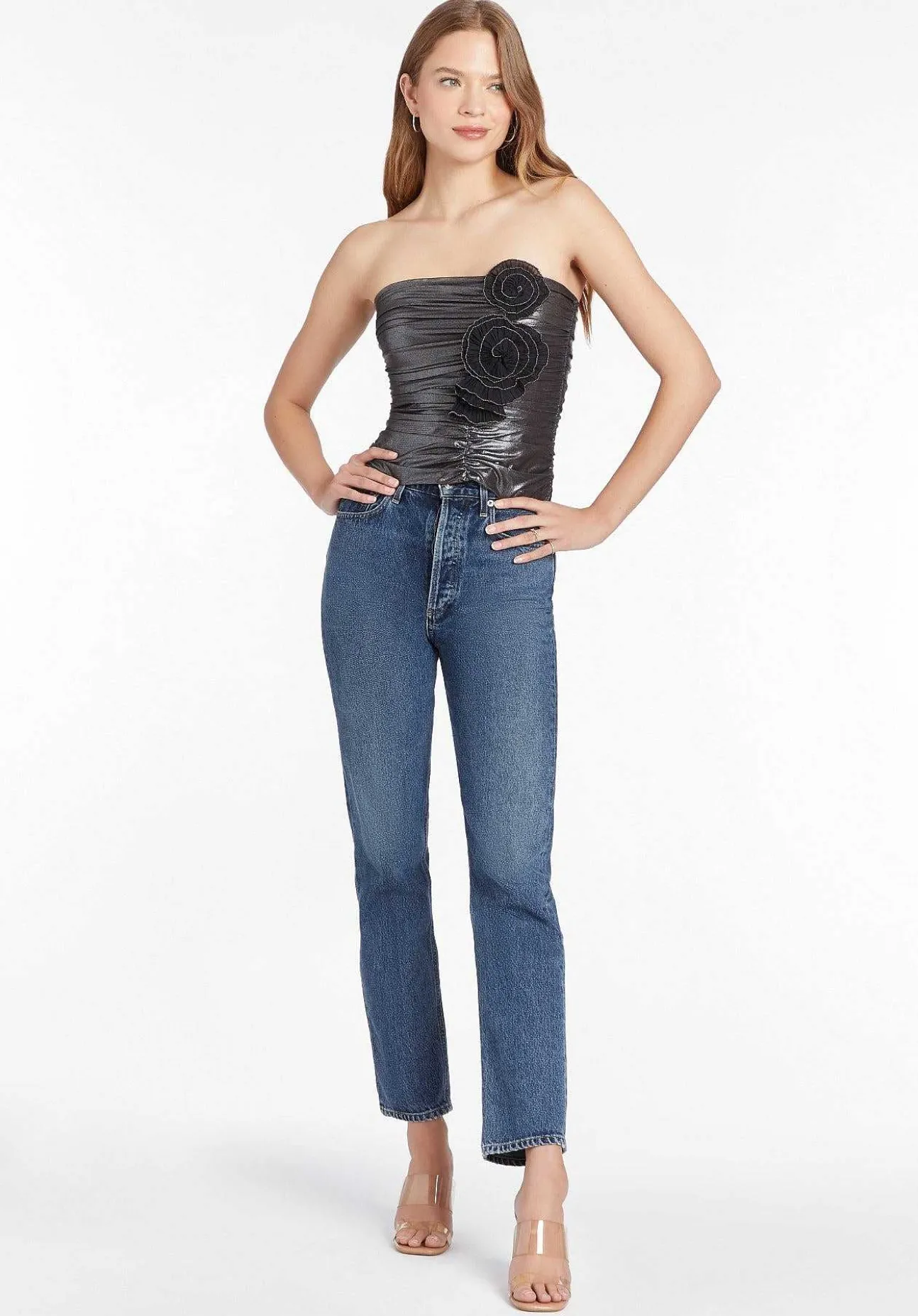 Tenley Top In Metallic Mesh