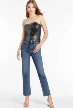 Tenley Top In Metallic Mesh